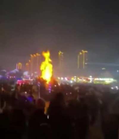 Fireworks cause a car to catch on fire