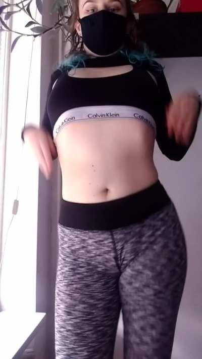 A blue-haired girl starts going to your gym, and you can't help but to wonder what her body looks like under all those clothes.