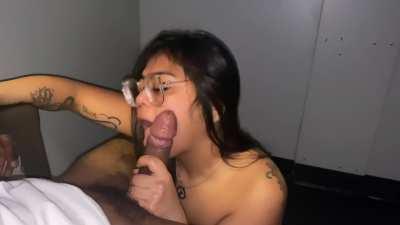 Pretty Asian girl finishes off a BBC