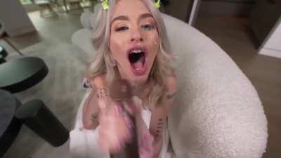 Petite Blonde receives her daily dose of BBCum