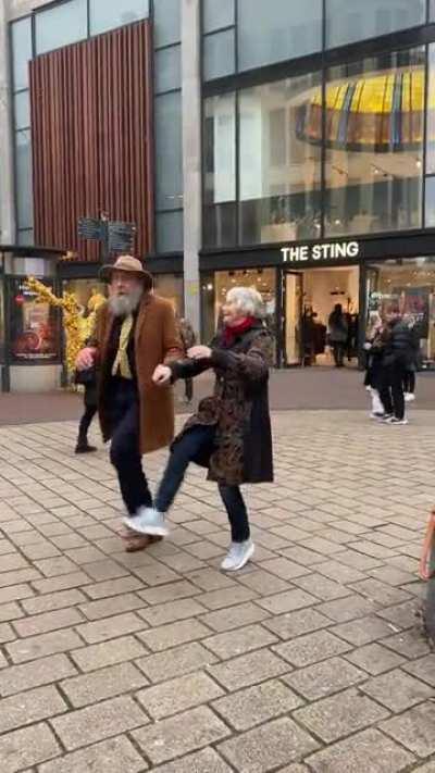 This elderly couple dancing in the middle of a high street in the Netherlands after a forced lockdown made everybody stop, smile and clapping. Is was beautiful!