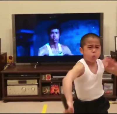 This kid enacting Bruce Lee