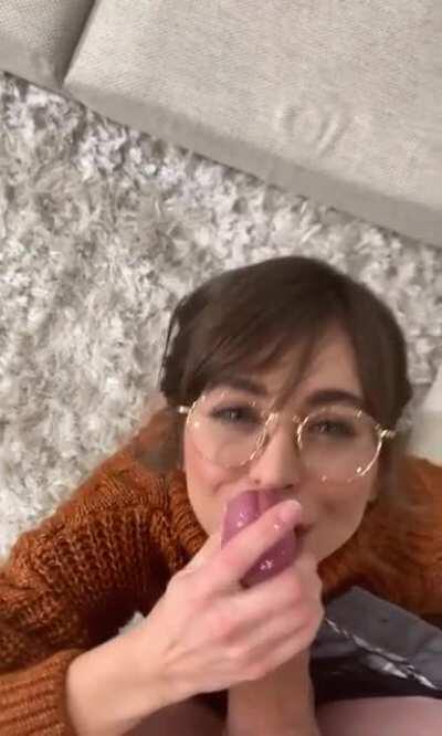 A cute girl in glasses