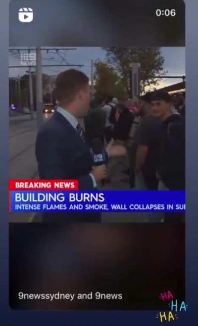 Sydney 9 News reporter is not happy about the fires 
