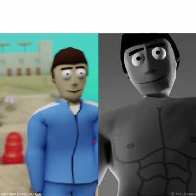 Meme template: Average Jeff vs Average Giga Crab