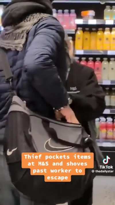 A thief casually pockets items then bounces
