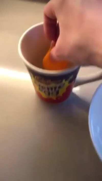 How to pick up an egg yolk with your fingers