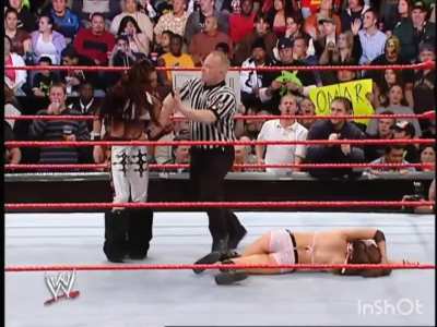 Melina Celebrates her victory after a deadly submission move. California dream - mita lock