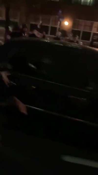 [Brooklyn, NY] After blocking off all exits from the area NYPD then issues a dispersal order via their LRAD. This vehicle was attempting to leave the area when it was surrounded by NYPD officers who then violentl broke out the windows with their batons, t