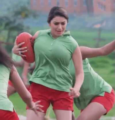 Hansika Motwani. How many balls can you see? 🏉🏈🔥