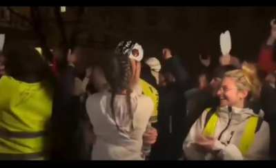 Girlfriend surprises boyfriend mid-ceremony, 1000km into his protest bike ride from Serbia to Strasbourg — his face says it all.