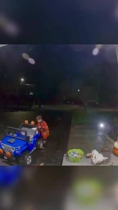 The fact that he only took one piece of candy too. This kid is the coolest!