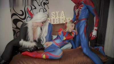 Captain Marvel and Black Cat by Sia Siberia and Amber_Hallibell