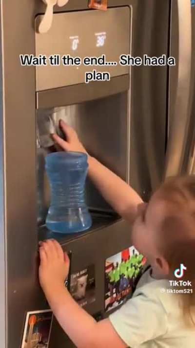 Girl had a creative solution to overfilling her cup
