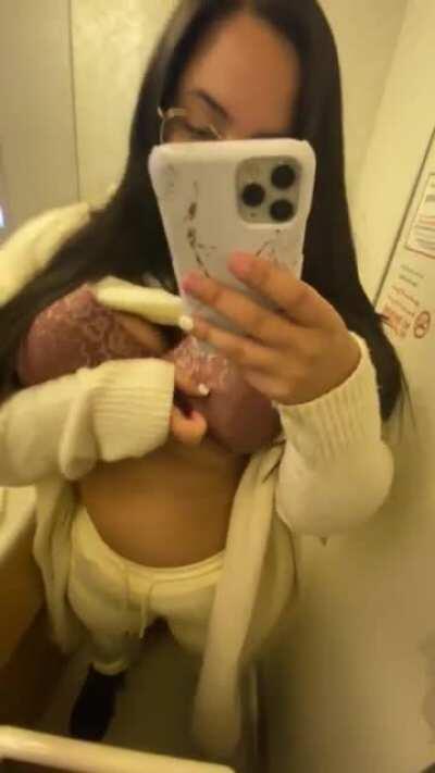 Occupying the toilet to show off my DDD’s