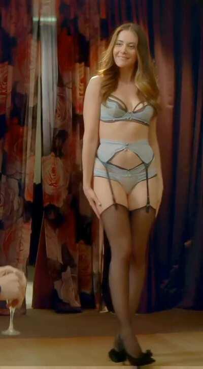 Alison Brie displaying the goods