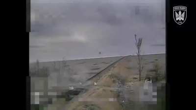 Drone footage of three Russian soldiers trying to flee after a failed assault. Ukrainian soldiers hunt them with grenade launchers and an FPV quad.