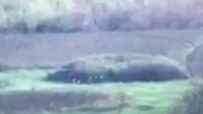 UA pov: Ukrainian ATGM hits Russian soldiers taking cover on the side of a berm