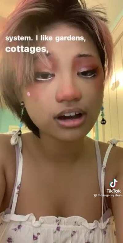 In one of her videos she says she has tics and is ticcing now she’s cherry blossom and likes gardens