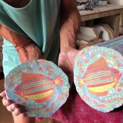 Unique colored clay pottery by Dean McRaine