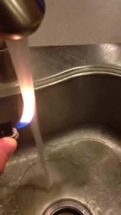 Tap water catching fire.
