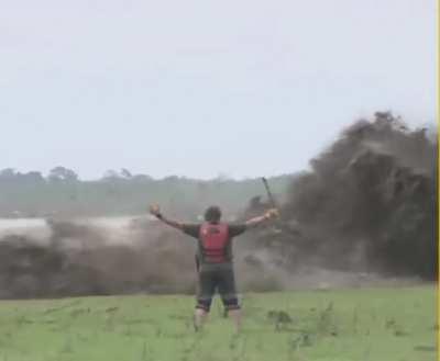 Playing Moses during a flash flood.