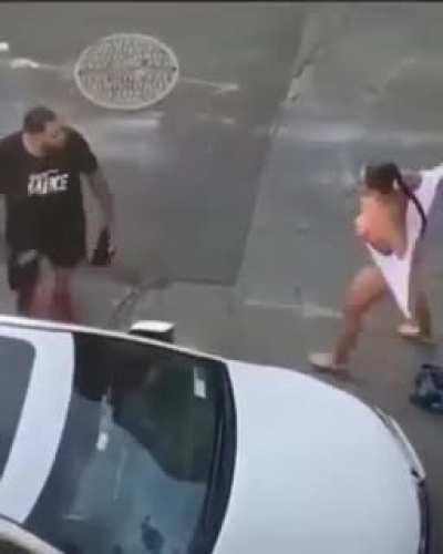 Crazy woman strips and chases man down street