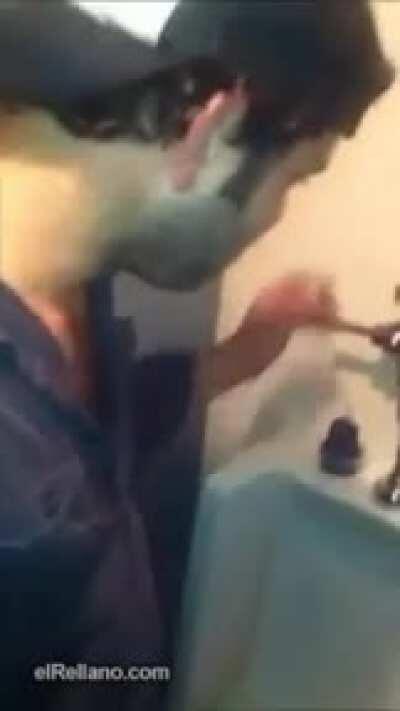 DBS eating urinal freshener from toilet for a $80 BET!