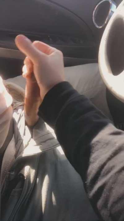 He gets so hard when I play with him when he’s driving