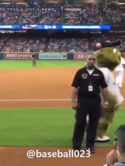 Mascot dancing to Beyoncé's Single ladies.