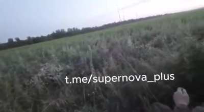 Two russians on a motorbike are hit by a fpv, Ru pov.