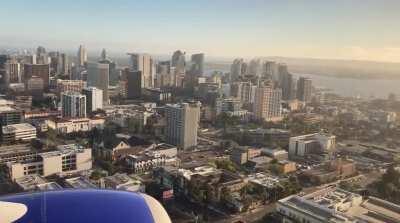 Landing at the San Diego Airport.