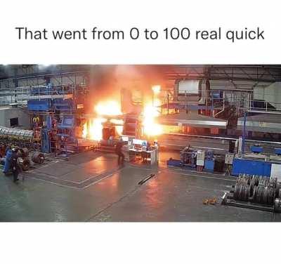 Factory burns down in seconds