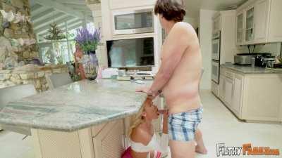 Khloe Kapri Almost Caught By Mom While Sucking Stepdad's Big Cock