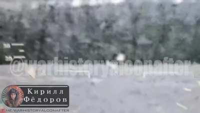 RU POV: Archival footage from the Belgorod incursions of a Mi-28NM destroying multiple RDK vehicles with the Vikhr ATGM