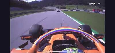 Lando Norris Onboard lap 69 overtake on Perez
