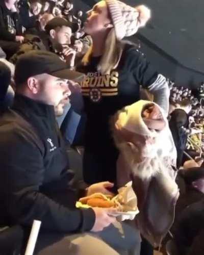 The guy accidentally spilled his drink or food on them when he sat down and this is what he gets. Poor guy.