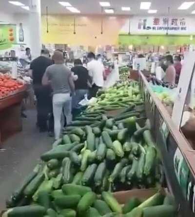 Alleged shoplifters get beat down by supermarket employees