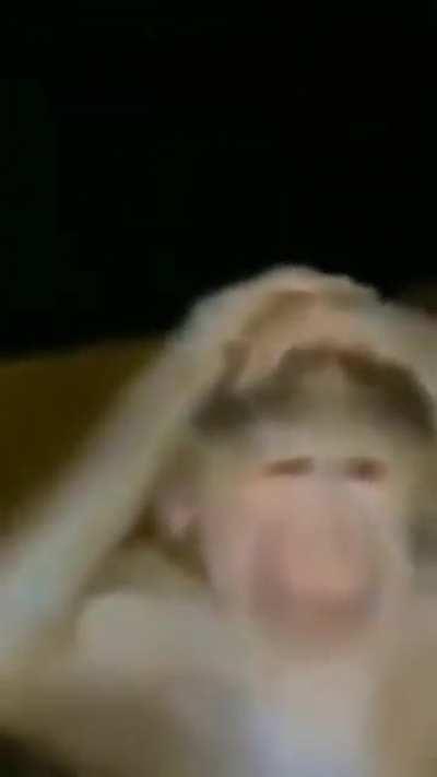 Sad monkey holding his head