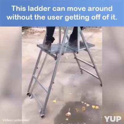 This self-moving ladder would be super handy
