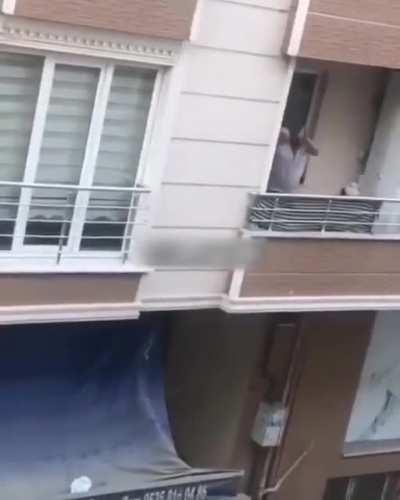 Man tries to throw pot from his balcony, accidentally falls off