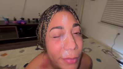 Her pretty ass knew not to open that eye up, what a pro - Link in comments for full clip