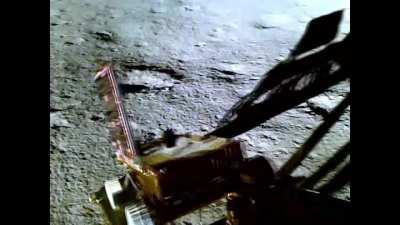 Footage of Pragyaan Rover ramping down from Vikram Lander to the Lunar surface.