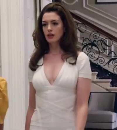 Meeting the woman who hired you to babysit her kid for the evening... [Anne Hathaway]