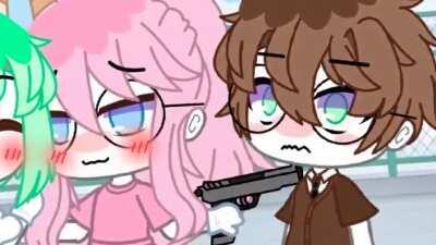 I don’t get this, why is she even pointing the gun at him?- He just wanted to make sure the green haired one was safe