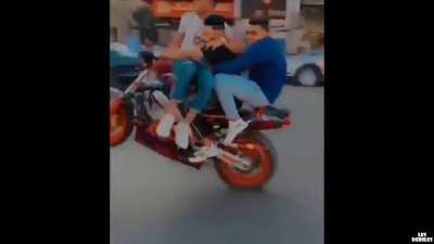 3 Idiots, 1 bike.