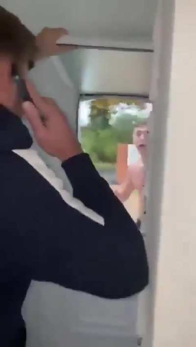 Unhinged man tries to enter a house