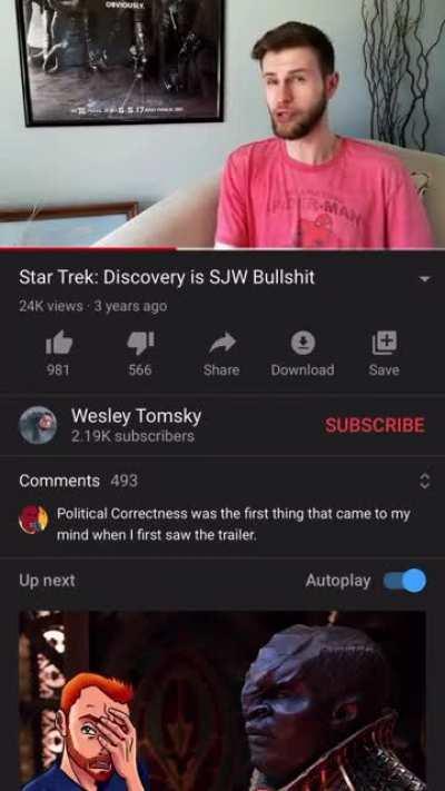 Did he literally never watch Star Trek? He almost has to be one of you guys under layers of satire.