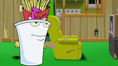 I'm creating an episode of Aqua Teen using the audio from the video game Zombie Ninja Pro-Am. here's the first scene