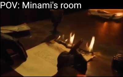 Minami's room while she's writing this song